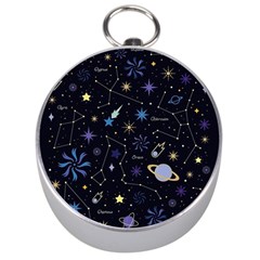 Starry Night  Space Constellations  Stars  Galaxy  Universe Graphic  Illustration Silver Compasses