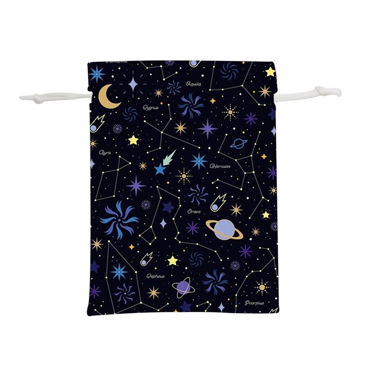 Starry Night  Space Constellations  Stars  Galaxy  Universe Graphic  Illustration Lightweight Drawstring Pouch (S)