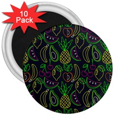 Neon Fruit Seamless Pattern 3  Magnets (10 Pack) 