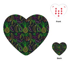 Neon Fruit Seamless Pattern Playing Cards Single Design (heart) by Vaneshart