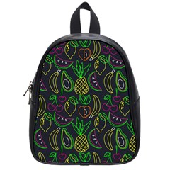 Neon Fruit Seamless Pattern School Bag (small) by Vaneshart