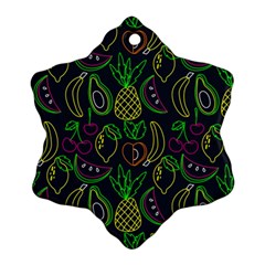 Neon Fruit Seamless Pattern Snowflake Ornament (two Sides) by Vaneshart