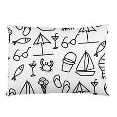 Black And White Summer Vector Pattern Pillow Case (two Sides)