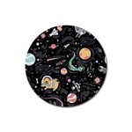 Animals Galaxy Space Rubber Coaster (Round)  Front