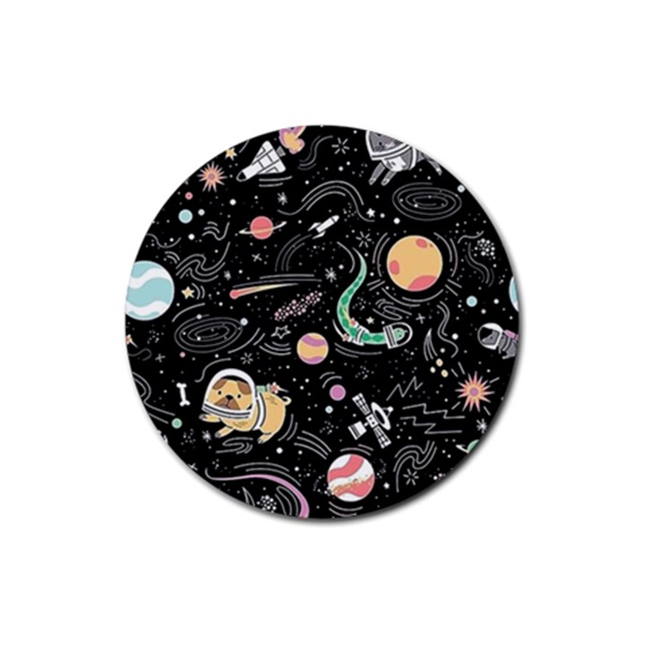 Animals Galaxy Space Rubber Coaster (Round) 