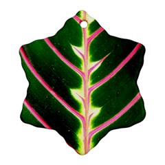 Exotic Green Leaf Snowflake Ornament (two Sides)