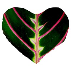 Exotic Green Leaf Large 19  Premium Heart Shape Cushions by Vaneshart