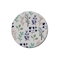 Dark Tone Plant Pattern Rubber Round Coaster (4 Pack) 