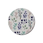 Dark Tone Plant Pattern Rubber Round Coaster (4 pack)  Front