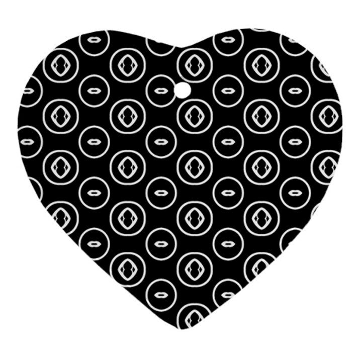 Black And White Pattern Ornament (Heart)