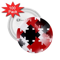 Black And Red Multi Direction 2 25  Buttons (100 Pack) 