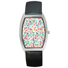 Colorful Triangle Vector Pattern Barrel Style Metal Watch by Vaneshart