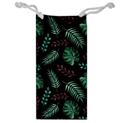 Tropical Leaves Pattern Jewelry Bag by Vaneshart