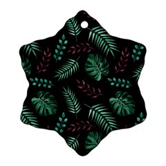 Tropical Leaves Pattern Snowflake Ornament (two Sides)