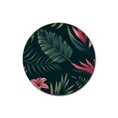 Tropical Flowers Pattern Tekstura Fon Background Pattern Rubber Round Coaster (4 Pack)  by Vaneshart