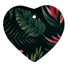 Tropical Flowers Pattern Tekstura Fon Background Pattern Heart Ornament (two Sides) by Vaneshart