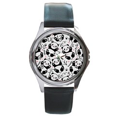 Panda Pattern Round Metal Watch