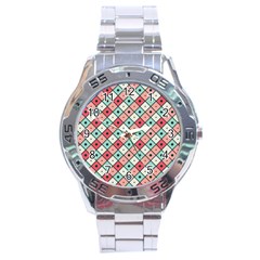 Romboidal Vector Pattern Stainless Steel Analogue Watch