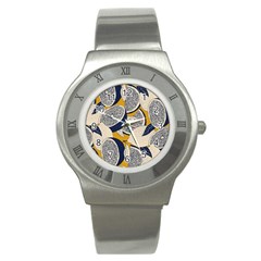 Blue And Ochre Stainless Steel Watch by Vaneshart