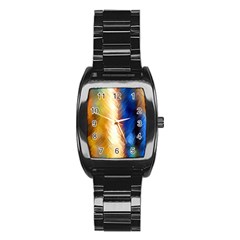Abstract Paint Smears Stainless Steel Barrel Watch