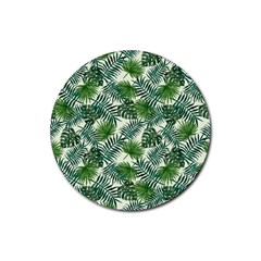 Leaves Tropical Wallpaper Foliage Rubber Round Coaster (4 pack) 