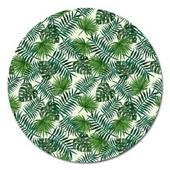 Leaves Tropical Wallpaper Foliage Magnet 5  (Round)