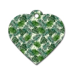 Leaves Tropical Wallpaper Foliage Dog Tag Heart (One Side)