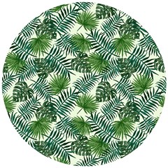 Leaves Tropical Wallpaper Foliage Wooden Puzzle Round