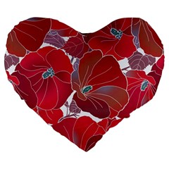 Floral Pattern Background Large 19  Premium Flano Heart Shape Cushions