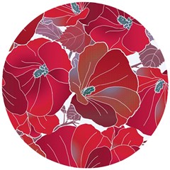 Floral Pattern Background Wooden Puzzle Round by Vaneshart