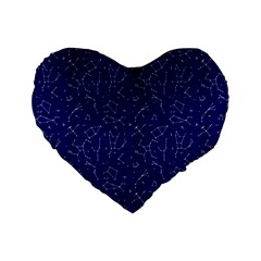 Constellations Pattern Standard 16  Premium Flano Heart Shape Cushions by Vaneshart