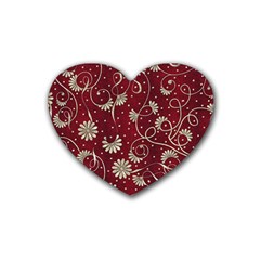 Floral Pattern Background Heart Coaster (4 Pack) 