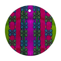 Flowers In A Rainbow Liana Forest Festive Ornament (round)