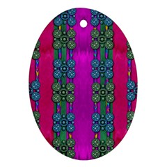 Flowers In A Rainbow Liana Forest Festive Ornament (oval)