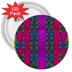 Flowers In A Rainbow Liana Forest Festive 3  Buttons (100 Pack) 