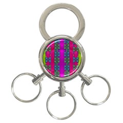Flowers In A Rainbow Liana Forest Festive 3-ring Key Chain by pepitasart