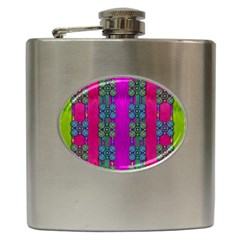 Flowers In A Rainbow Liana Forest Festive Hip Flask (6 Oz)