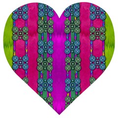 Flowers In A Rainbow Liana Forest Festive Wooden Puzzle Heart