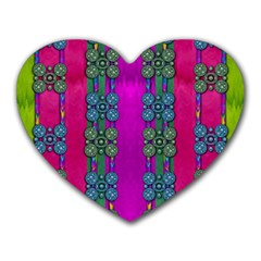 Flowers In A Rainbow Liana Forest Festive Heart Mousepads by pepitasart