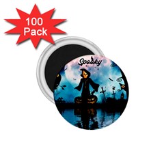 Funny Halloween Design With Skeleton, Pumpkin And Owl 1 75  Magnets (100 Pack)  by FantasyWorld7