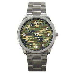 Curve Shape Seamless Camouflage Pattern Sport Metal Watch by Vaneshart