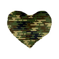 Curve Shape Seamless Camouflage Pattern Standard 16  Premium Flano Heart Shape Cushions