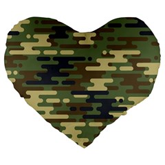 Curve Shape Seamless Camouflage Pattern Large 19  Premium Flano Heart Shape Cushions by Vaneshart