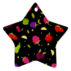 Vector Seamless Summer Fruits Pattern Colorful Cartoon Background Ornament (star)