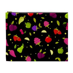 Vector Seamless Summer Fruits Pattern Colorful Cartoon Background Cosmetic Bag (xl)