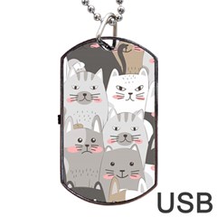 Hand Draw Cats Seamless Pattern Dog Tag Usb Flash (one Side)
