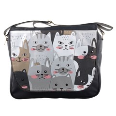 Hand Draw Cats Seamless Pattern Messenger Bag by Vaneshart