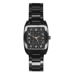 Memphis Seamless Patterns Stainless Steel Barrel Watch