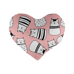 Cute Cats Cartoon Seamless Pattern Standard 16  Premium Heart Shape Cushions