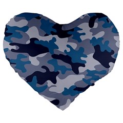 Military Seamless Pattern Large 19  Premium Flano Heart Shape Cushions by Vaneshart